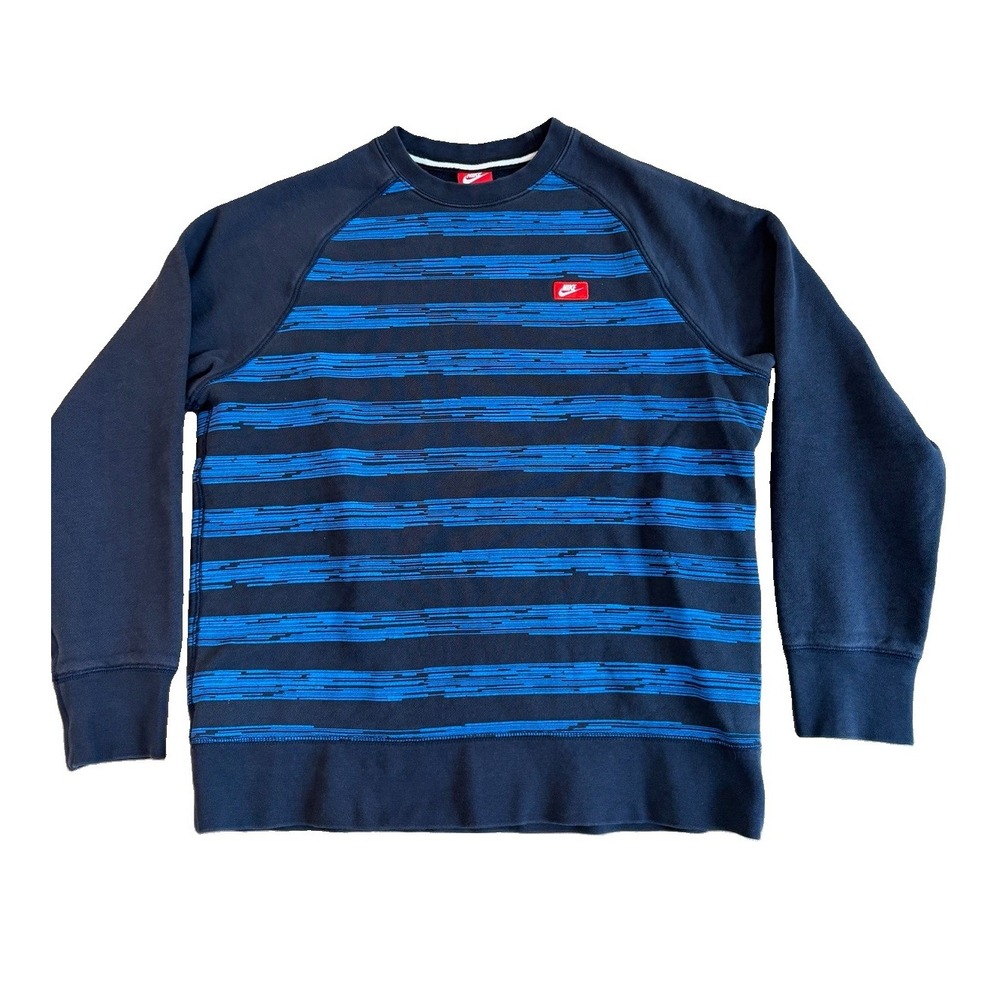 Nike Vintage Womens Large Blue Striped Sweater Sweatshirt Vtg Red Label